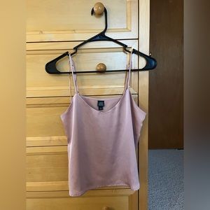 Dusty pink silk cowl tank top (S)